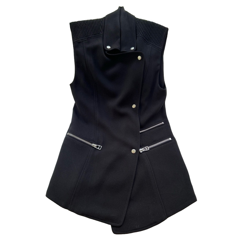 Aritzia Wilfred Vest Black XSmall Moto Vest Trapunto Quilting Women’s